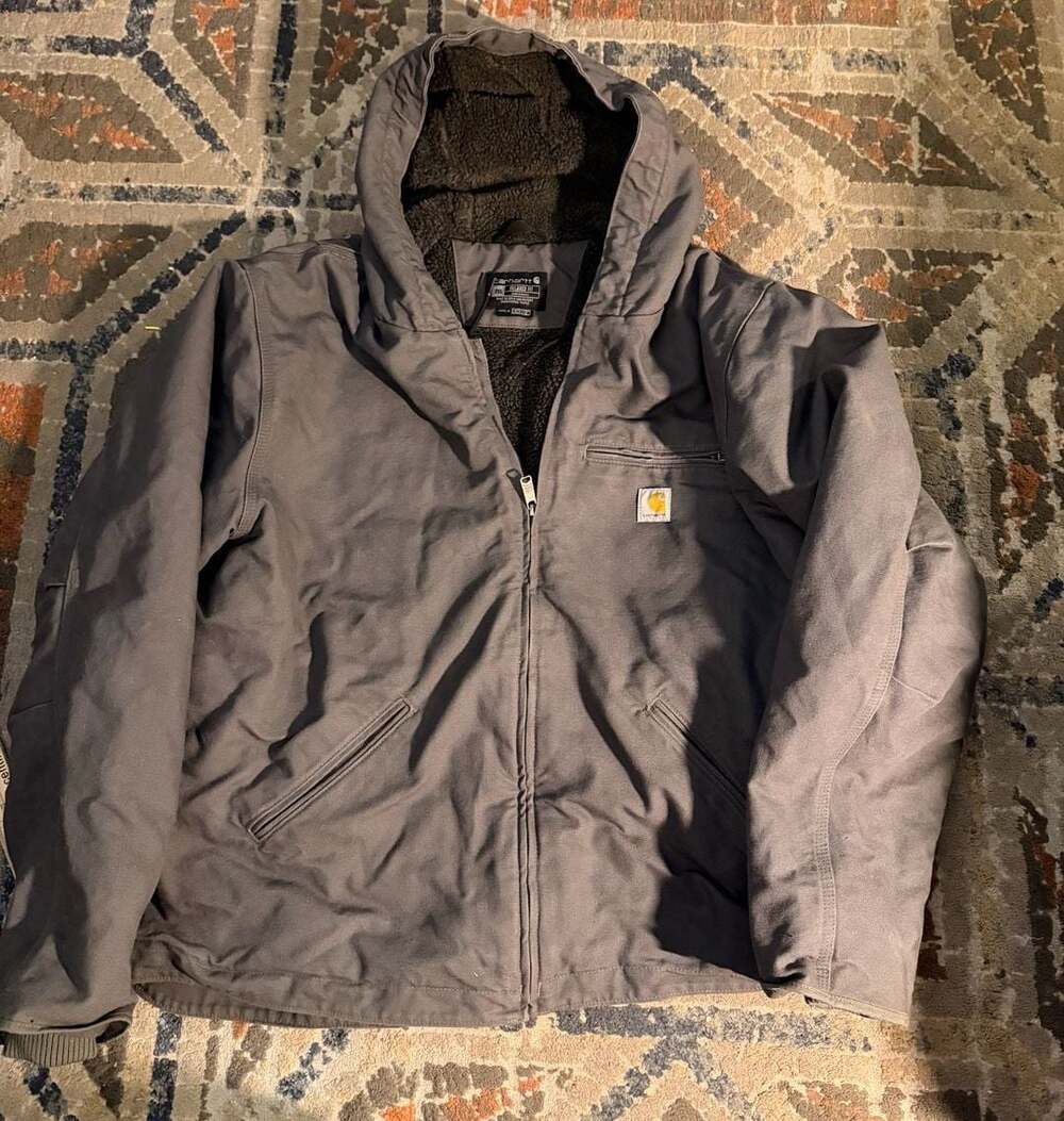 Carhartt Relaxed Fit Sherpa-Lined Hooded Jacket DJ4392-M Gray Size 2XL